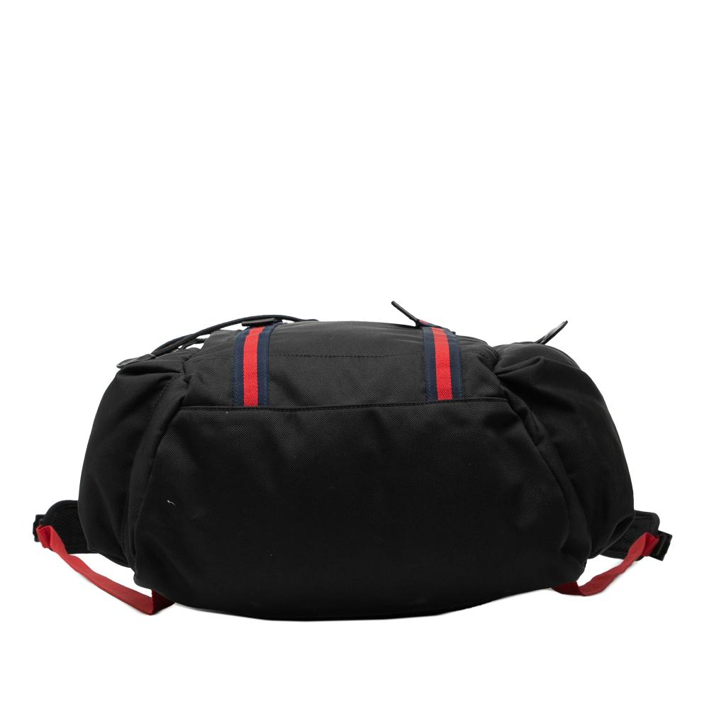 Gucci B Gucci Black Canvas Fabric Techno Animalier Web Backpack Italy
