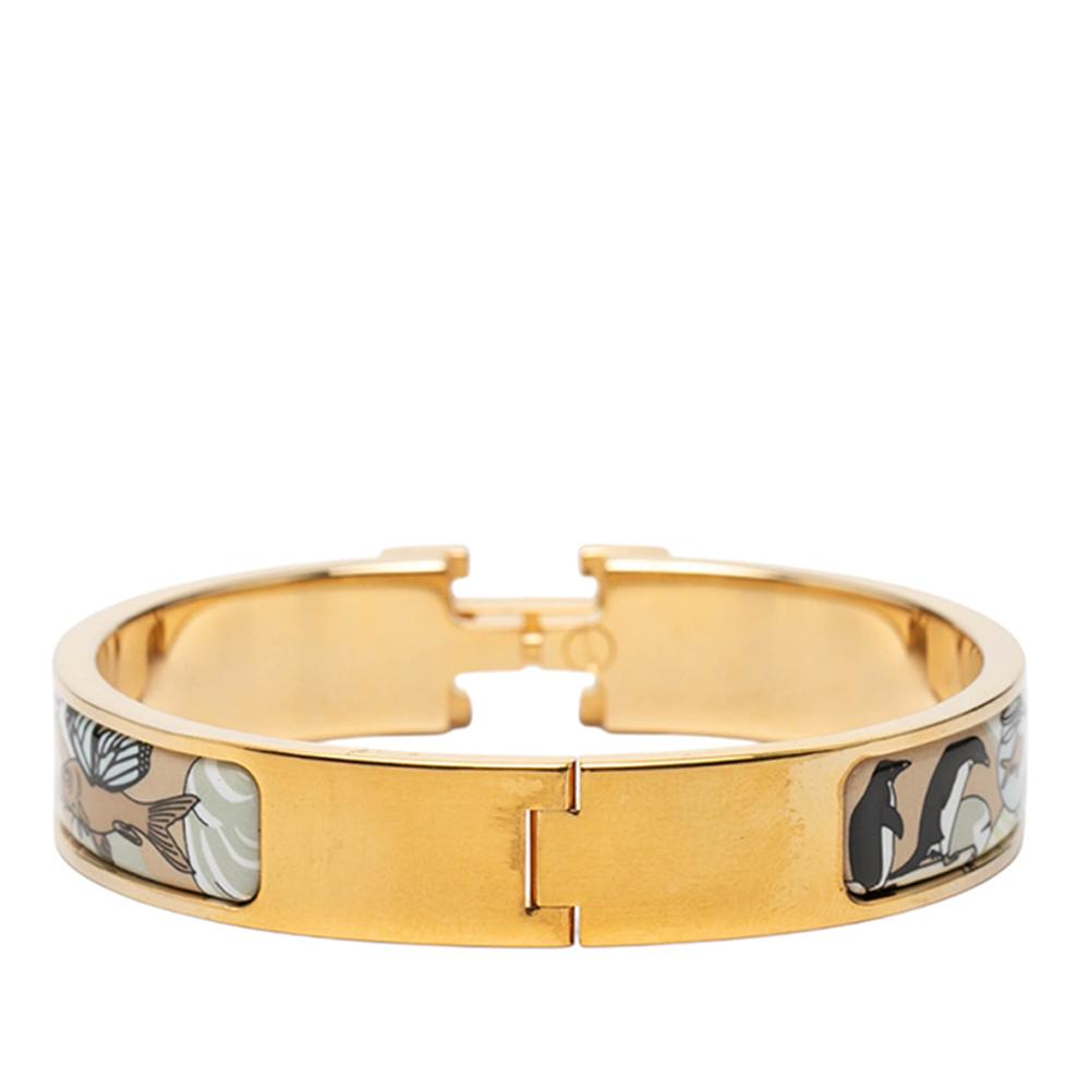 Hermès AB Hermès Blue Light Blue Enamel Other Narrow Dans Les Nuages Clic H Bracelet PM France