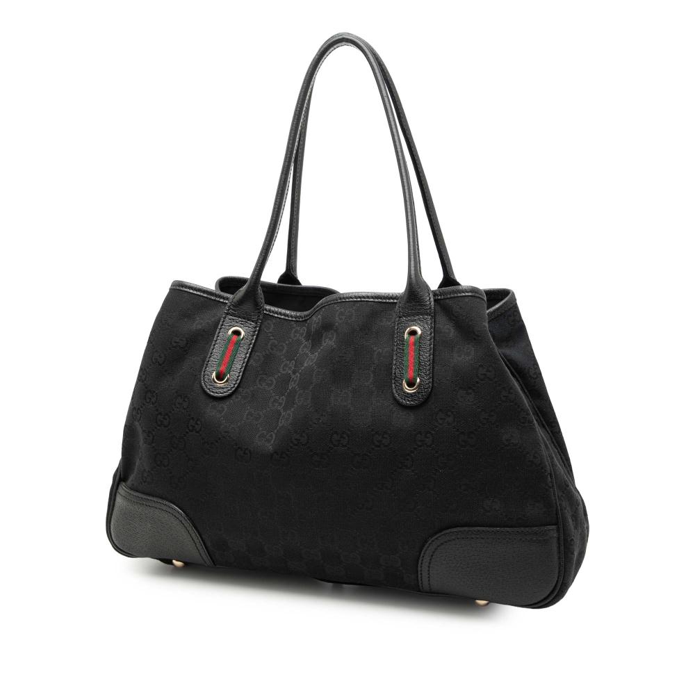 Gucci B Gucci Black Canvas Fabric GG Princy Tote Italy