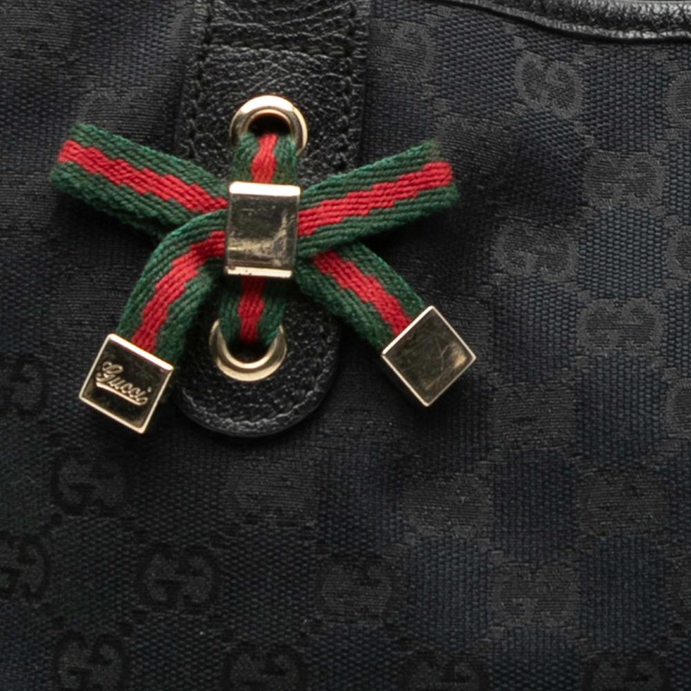 Gucci B Gucci Black Canvas Fabric GG Princy Tote Italy