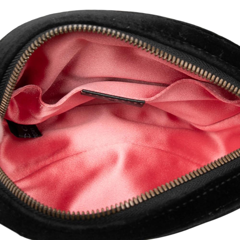 Gucci B Gucci Black Velvet Fabric GG Marmont Matelasse Belt Bag Italy