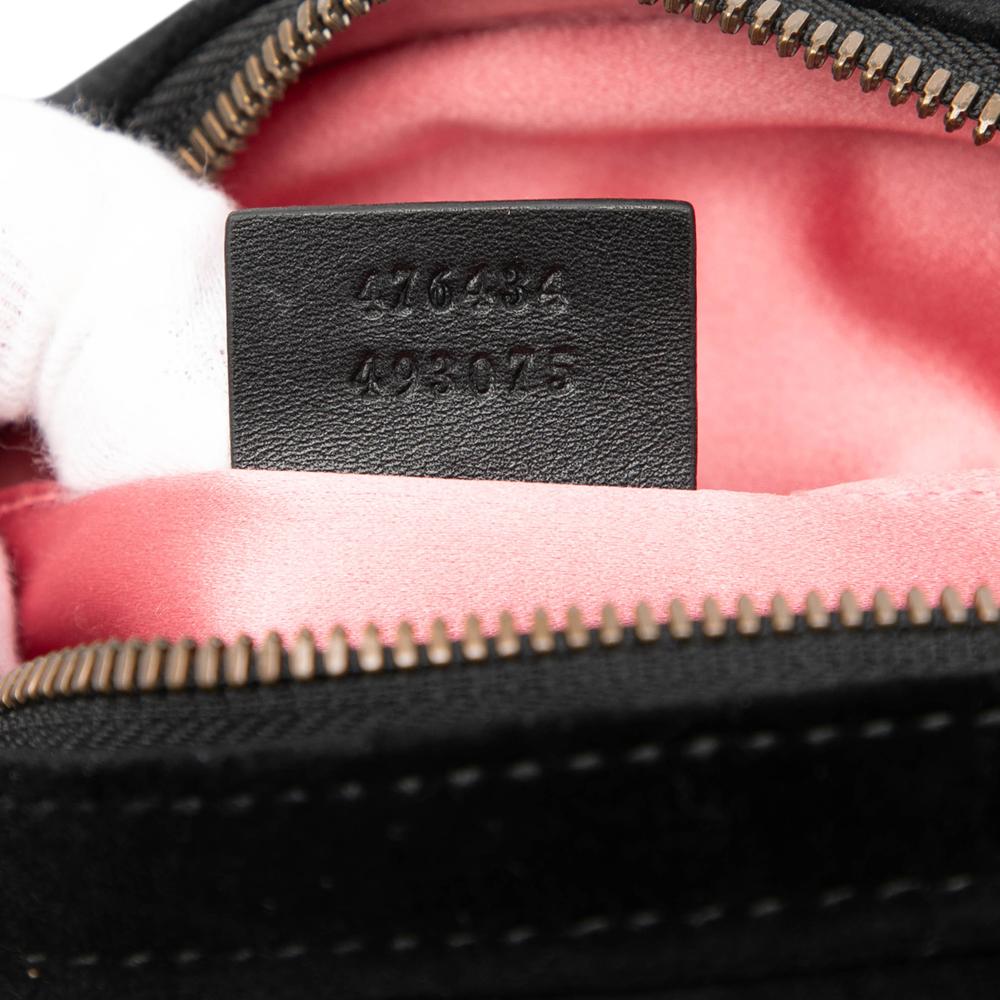 Gucci B Gucci Black Velvet Fabric GG Marmont Matelasse Belt Bag Italy