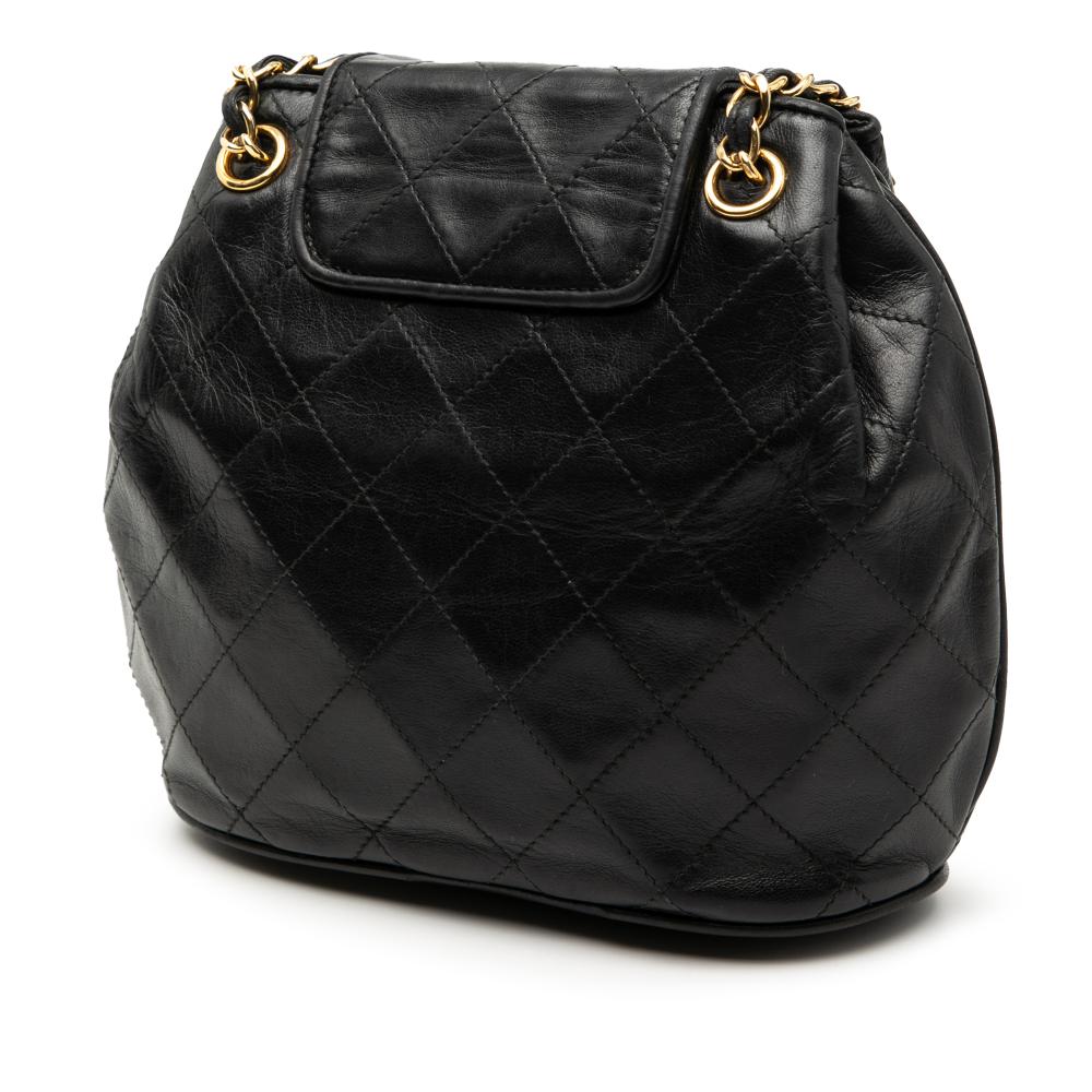 Chanel B Chanel Black Lambskin Leather Leather Quilted Lambskin Tassel Flap Crossbody Italy