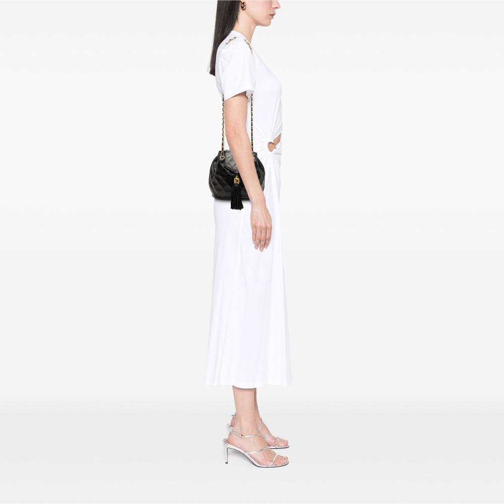 Chanel B Chanel Black Lambskin Leather Leather Quilted Lambskin Tassel Flap Crossbody Italy