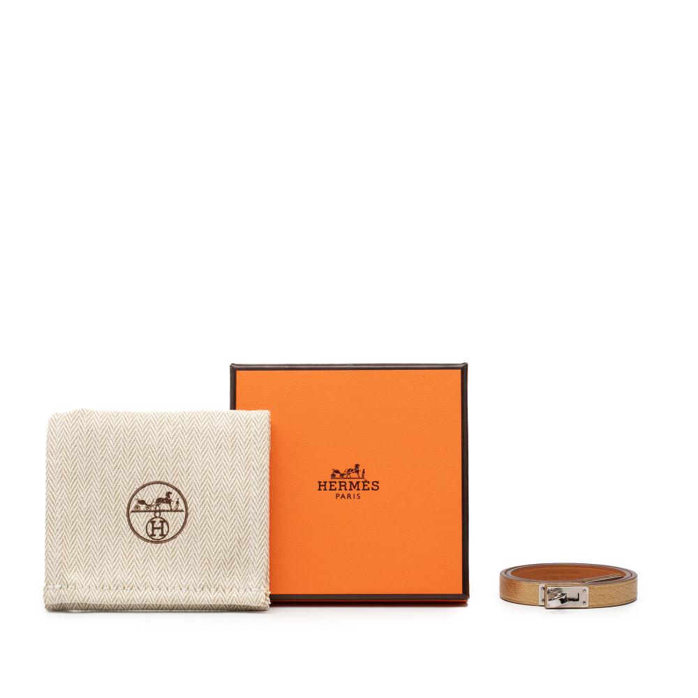 Hermès AB Hermès Gold Goatskin Leather Chevre Mysore Mini Kelly Double Tour Bracelet T2 France