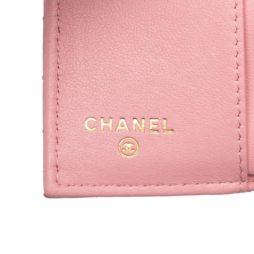 Chanel B Chanel Pink Lambskin Leather Leather CC Quilted Lambskin Compact Flap Wallet Italy