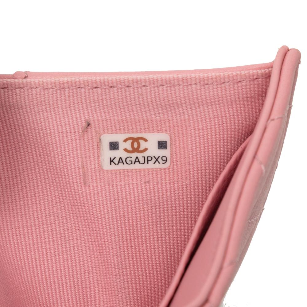 Chanel B Chanel Pink Lambskin Leather Leather CC Quilted Lambskin Compact Flap Wallet Italy