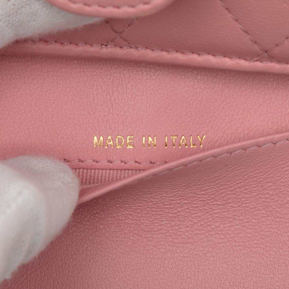 Chanel B Chanel Pink Lambskin Leather Leather CC Quilted Lambskin Compact Flap Wallet Italy