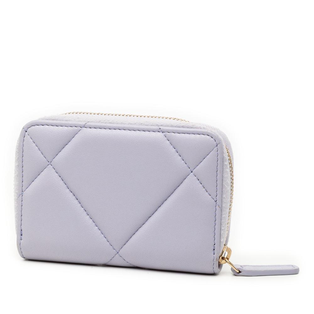 Chanel Purple Light Purple Lambskin Leather Leather Quilted Lambskin 19 Zip Around Coin Purse Spain