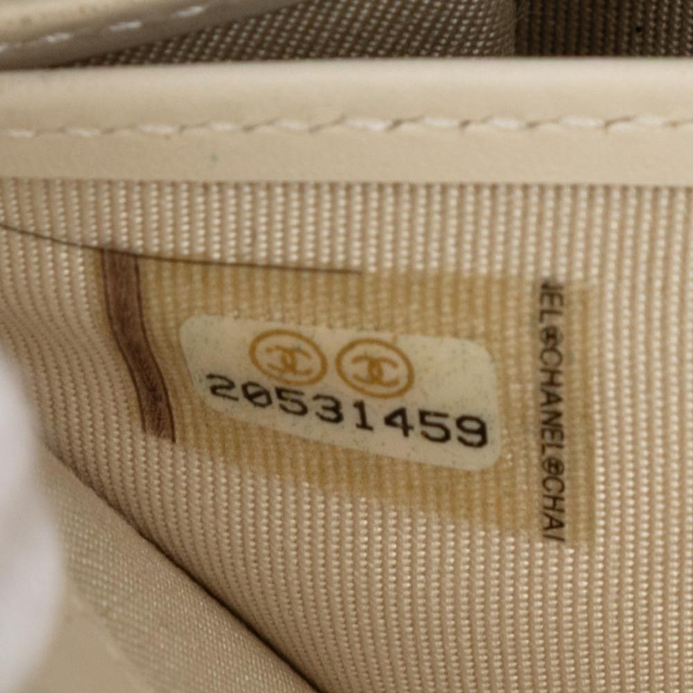 Chanel White Ivory Caviar Leather Leather CC Quilted Iridescent Caviar Zip Around Long Wallet Spain