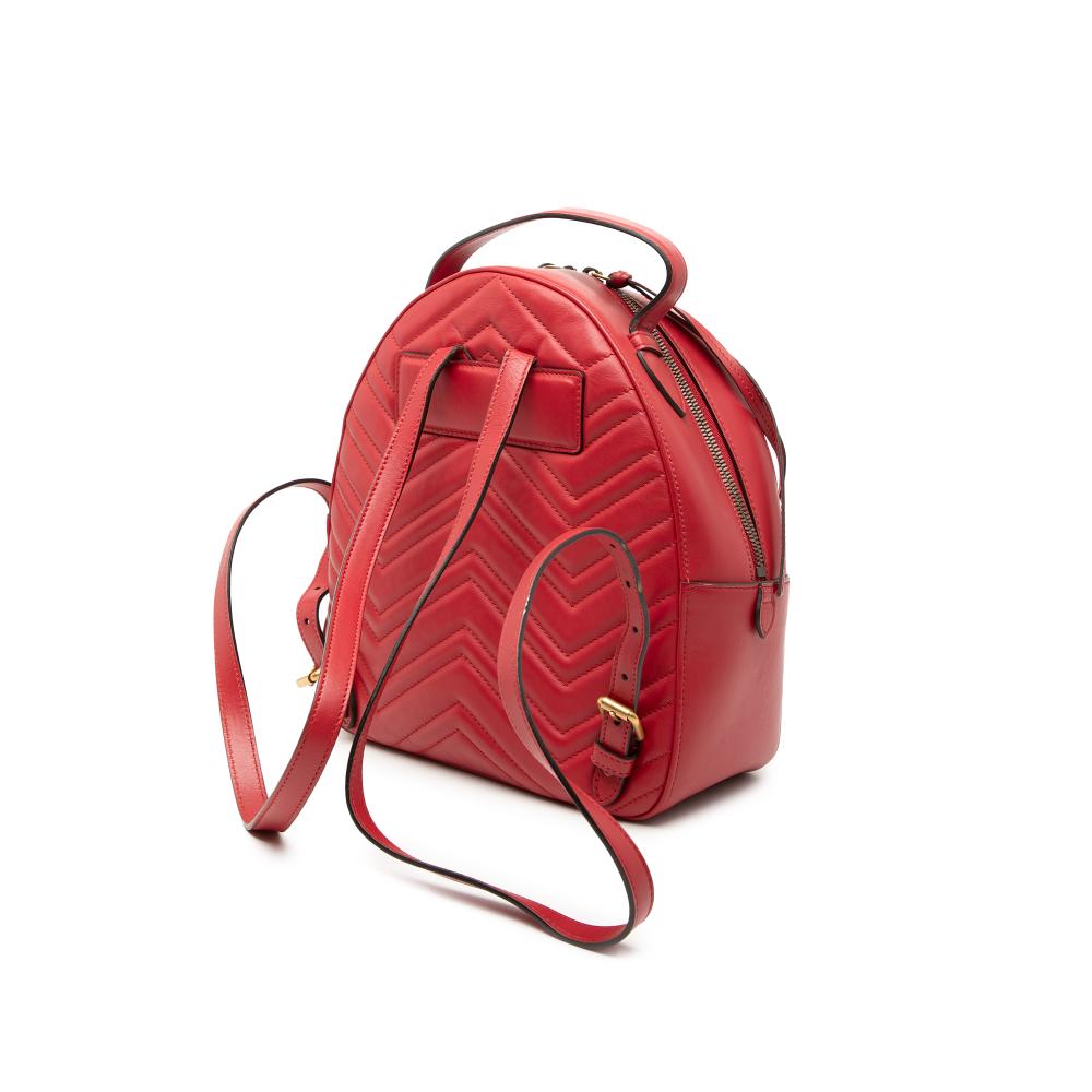 Gucci B Gucci Red Calf Leather Small GG Marmont Matelasse Backpack Italy