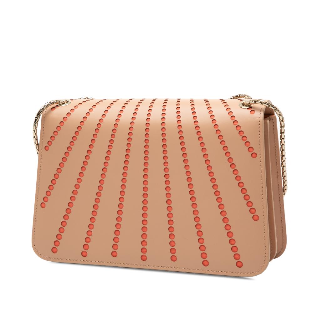 Bvlgari Brown Medium Laser Cut Calfskin Serpenti Forever Diamond Blast Sunshine Crossbody Italy