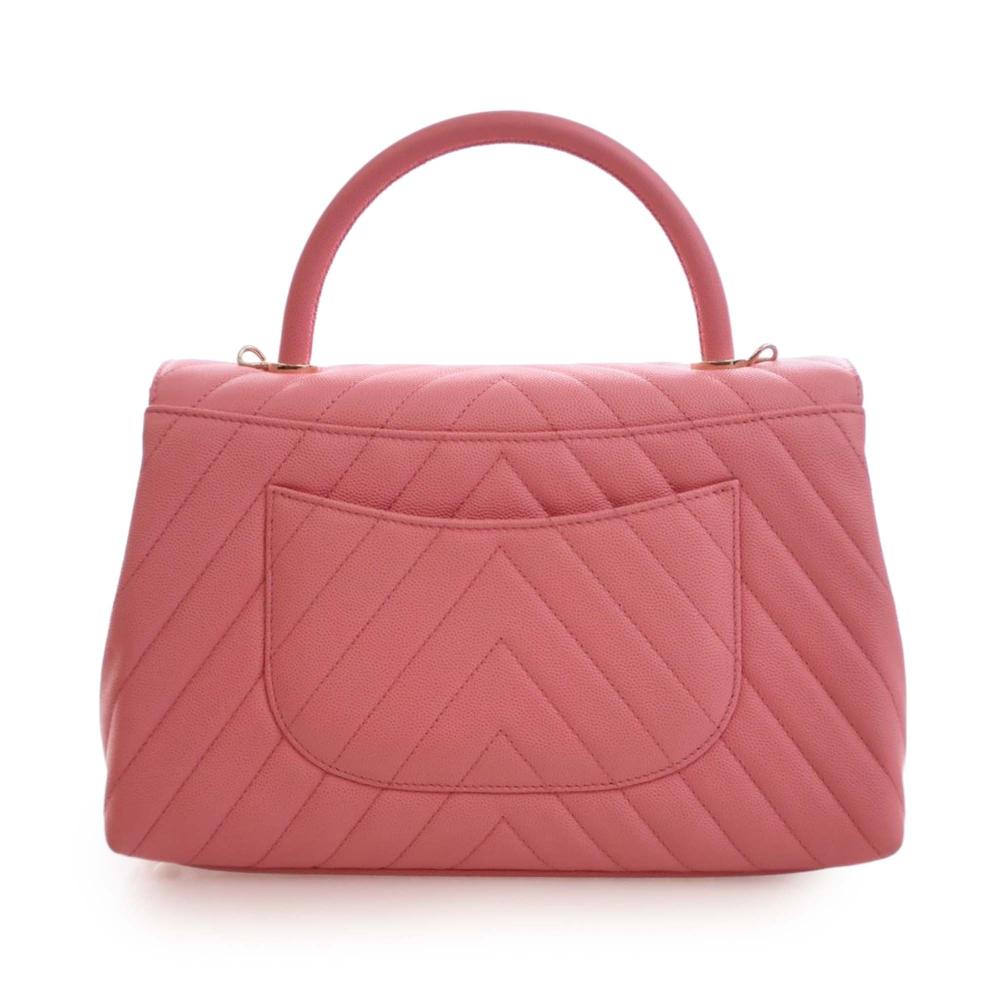 Chanel AB Chanel Pink Caviar Leather Leather Small Caviar Chevron Coco Top Handle Bag Italy