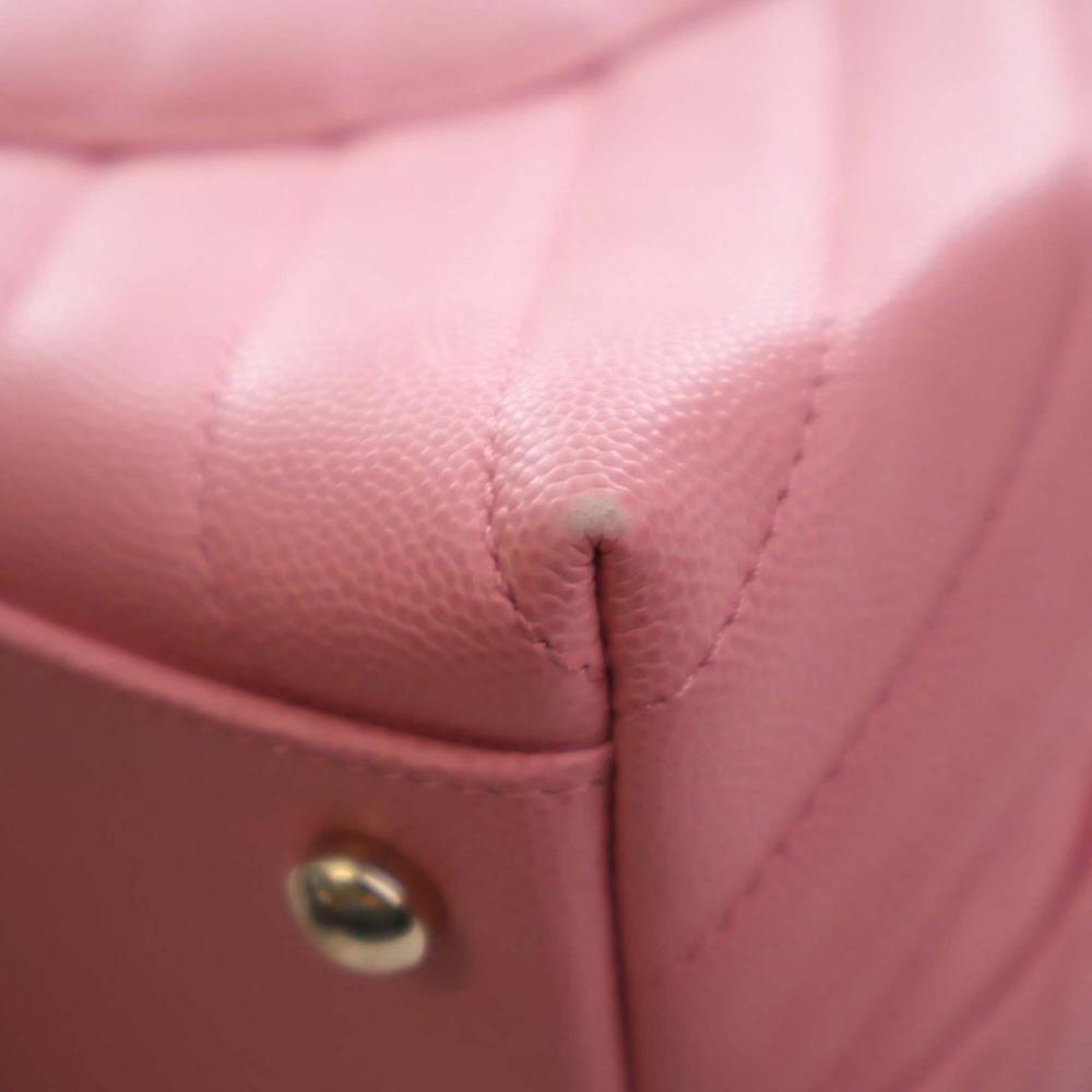Chanel AB Chanel Pink Caviar Leather Leather Small Caviar Chevron Coco Top Handle Bag Italy