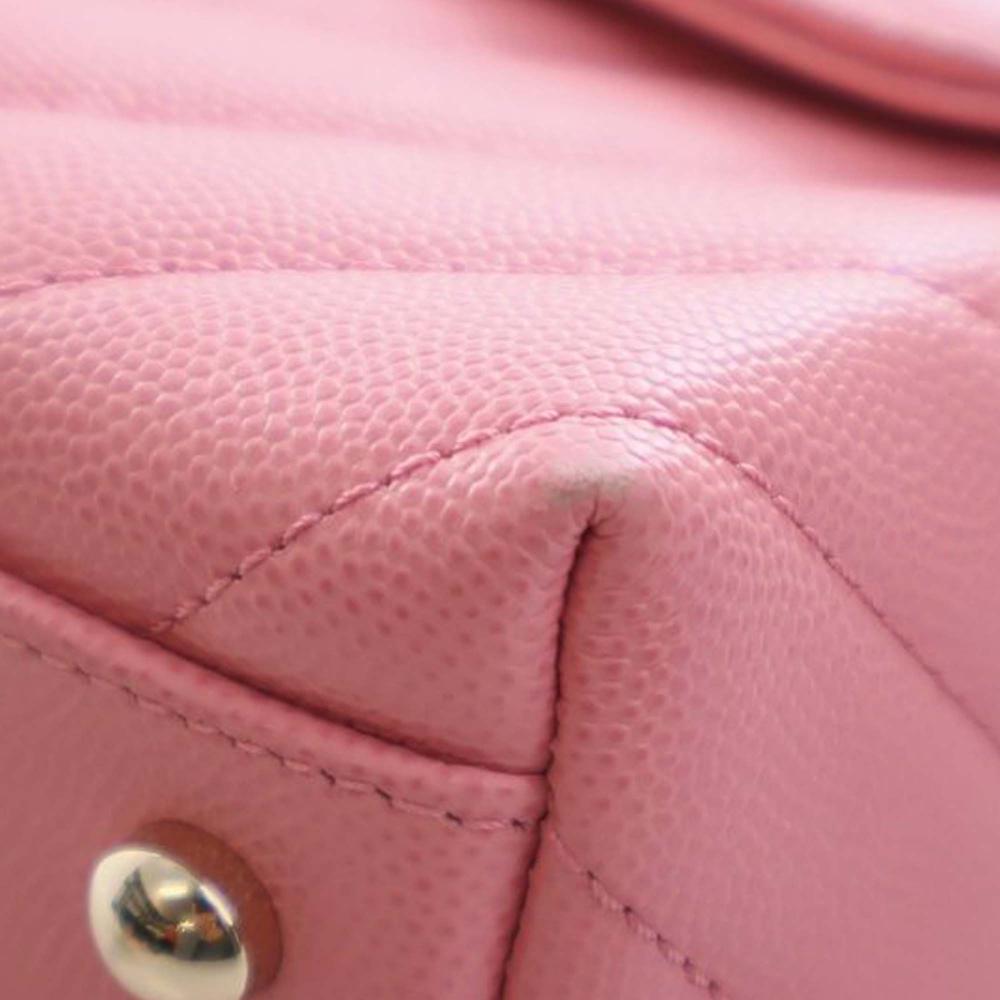 Chanel AB Chanel Pink Caviar Leather Leather Small Caviar Chevron Coco Top Handle Bag Italy