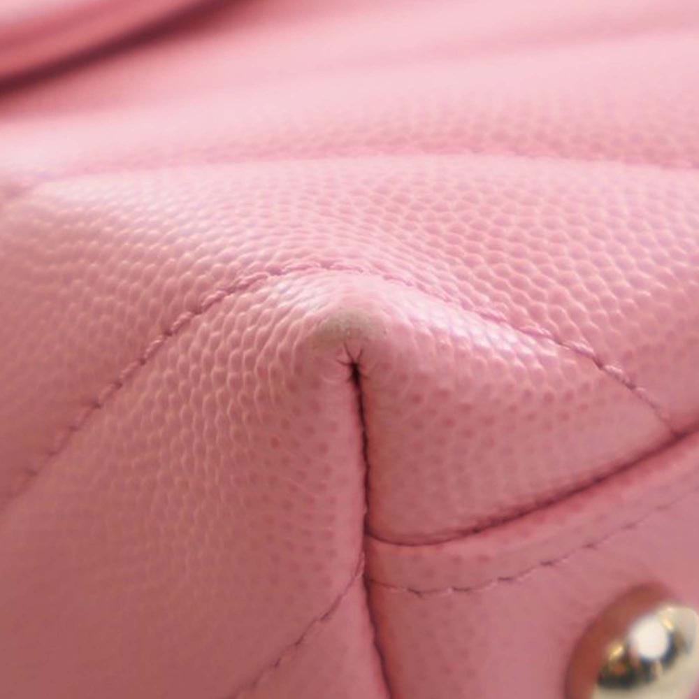 Chanel AB Chanel Pink Caviar Leather Leather Small Caviar Chevron Coco Top Handle Bag Italy