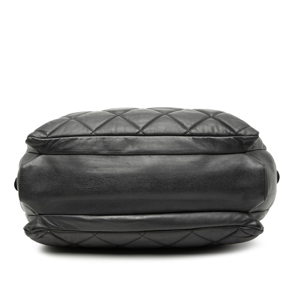 Ferragamo B Ferragamo Black Nappa Leather Leather Large Quilted Nappa Vara Tote Italy