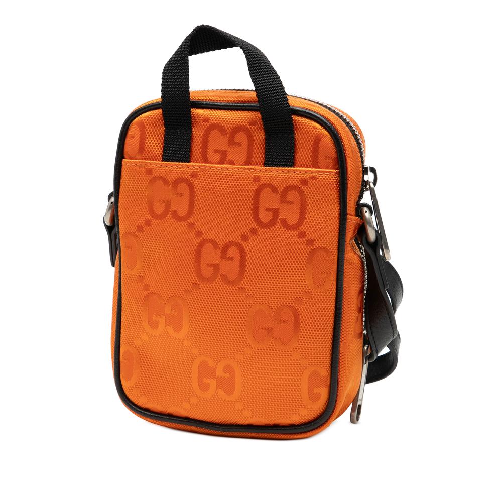 Gucci AB Gucci Orange Nylon Fabric Mini GG Off The Grid Satchel Italy