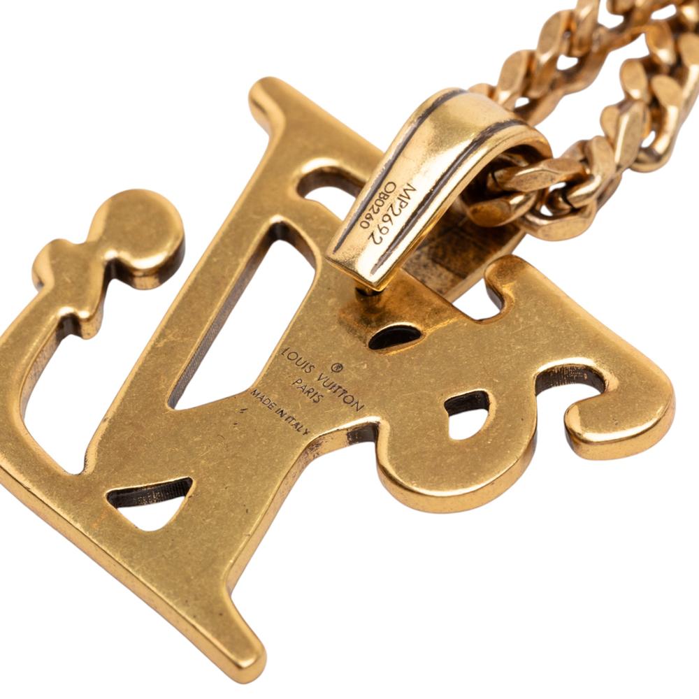 Louis Vuitton AB Louis Vuitton Gold Gold Plated Metal Nigo Squared Logo Pendant Necklace Italy