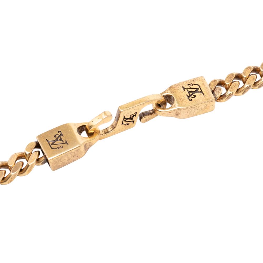 Louis Vuitton AB Louis Vuitton Gold Gold Plated Metal Nigo Squared Logo Pendant Necklace Italy