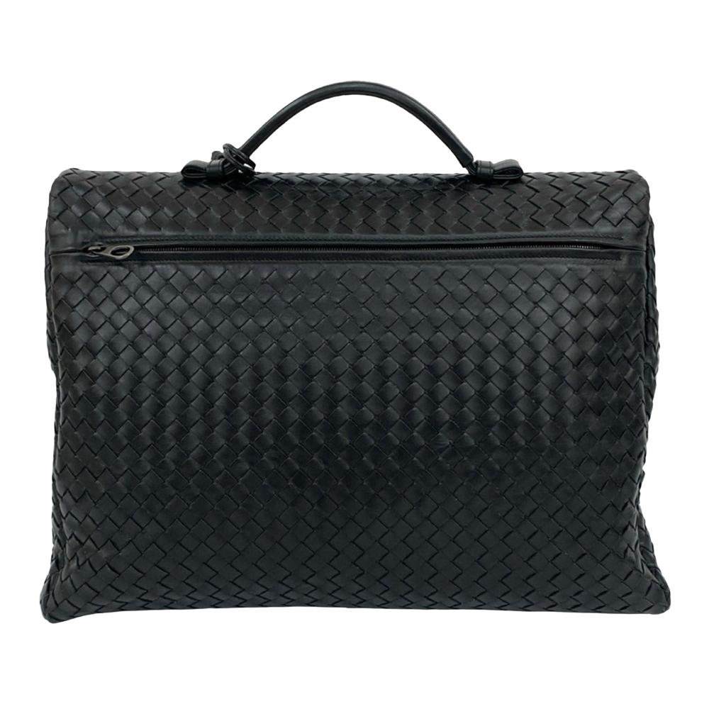 Bottega Veneta AB Bottega Veneta Black Nappa Leather Leather Nappa Intrecciato Briefcase Italy