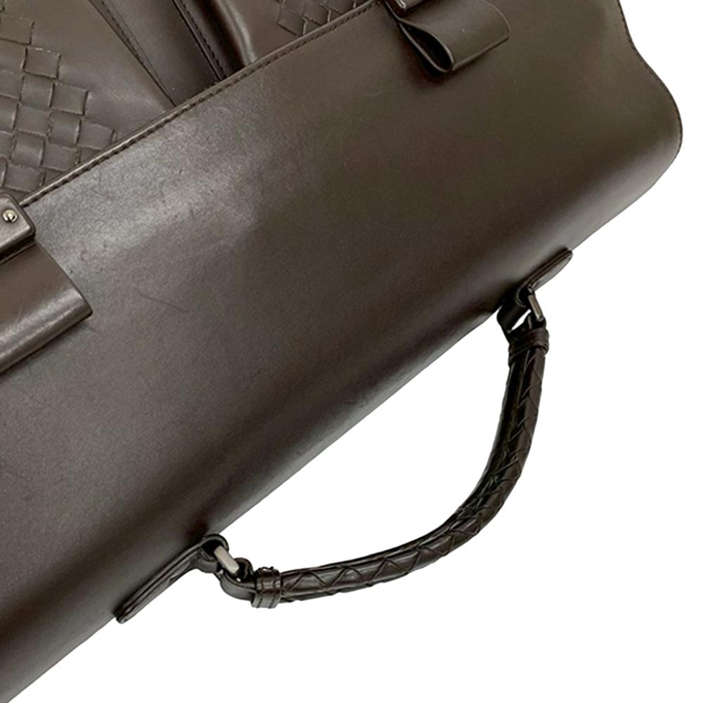 Bottega Veneta Brown Dark Brown Nappa Leather Leather Intrecciato Trimmed Nappa Business Bag Italy