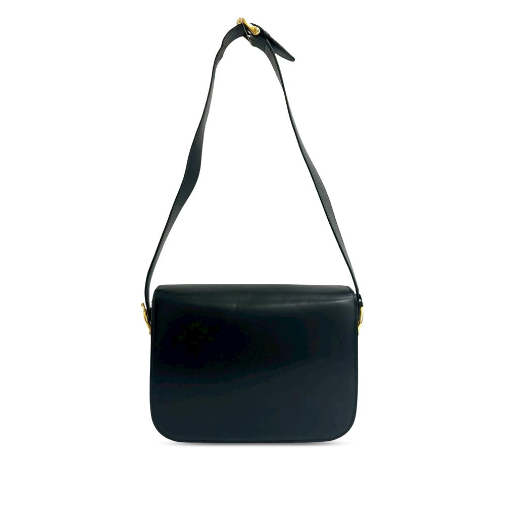 Celine B Celine Black Calf Leather skin Horse Carriage Shoulder Bag France