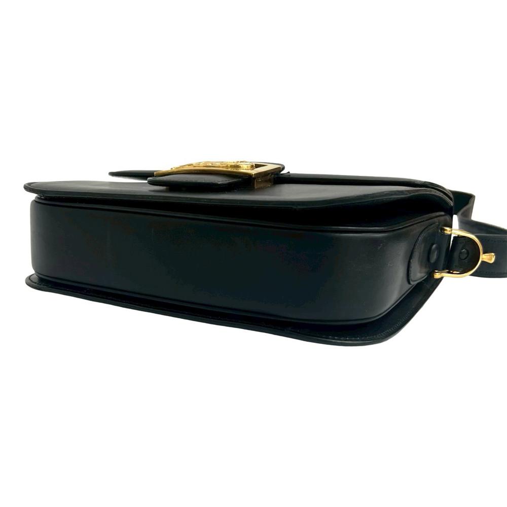 Celine B Celine Black Calf Leather skin Horse Carriage Shoulder Bag France
