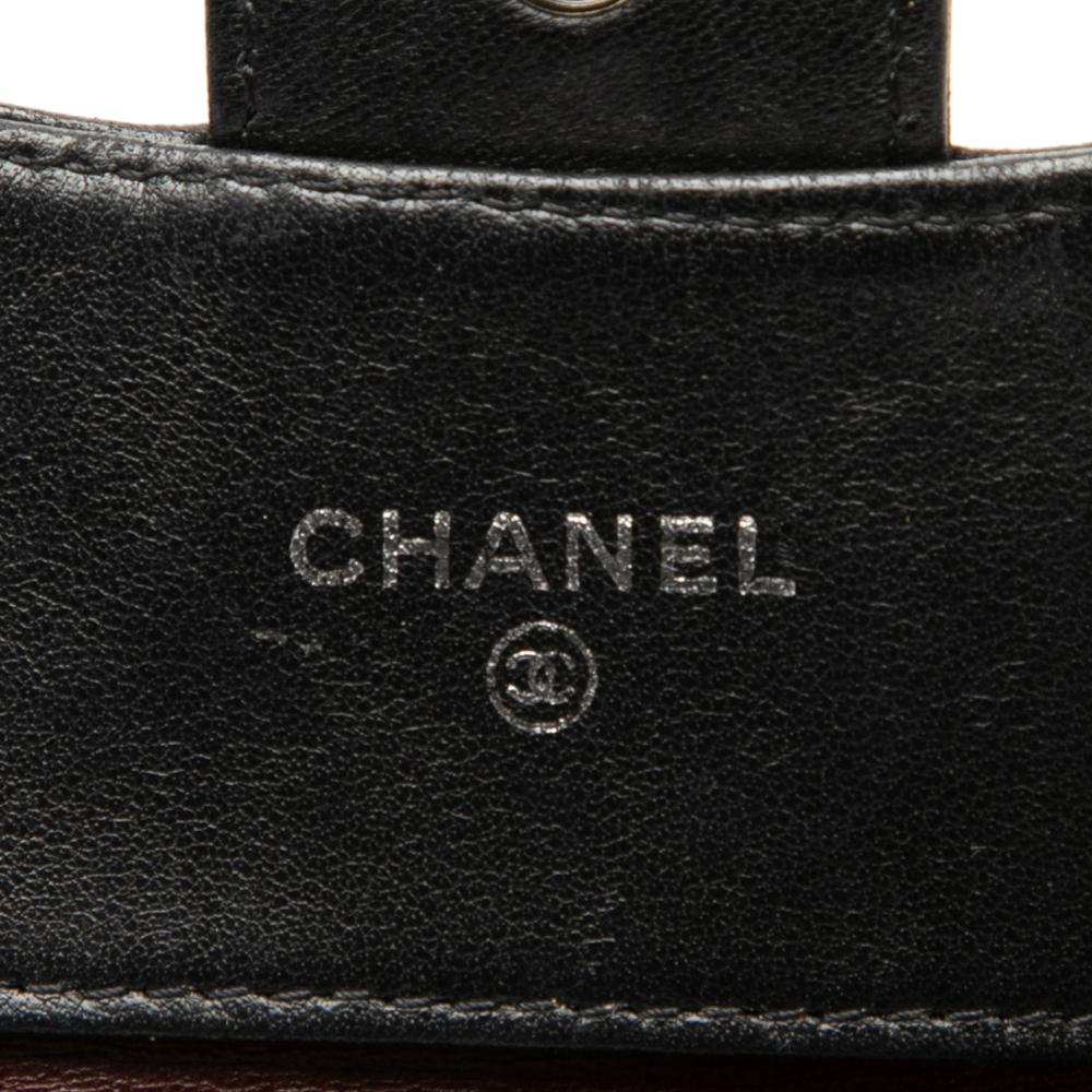 Chanel AB Chanel Black Lambskin Leather Leather CC Quilted Lambskin Compact Double Sided Flap Wallet France