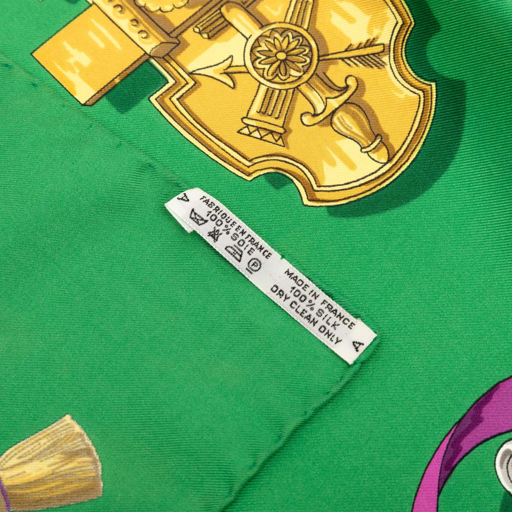 Hermès AB Hermès Green Silk Fabric Ferronnerie Scarf 90 France
