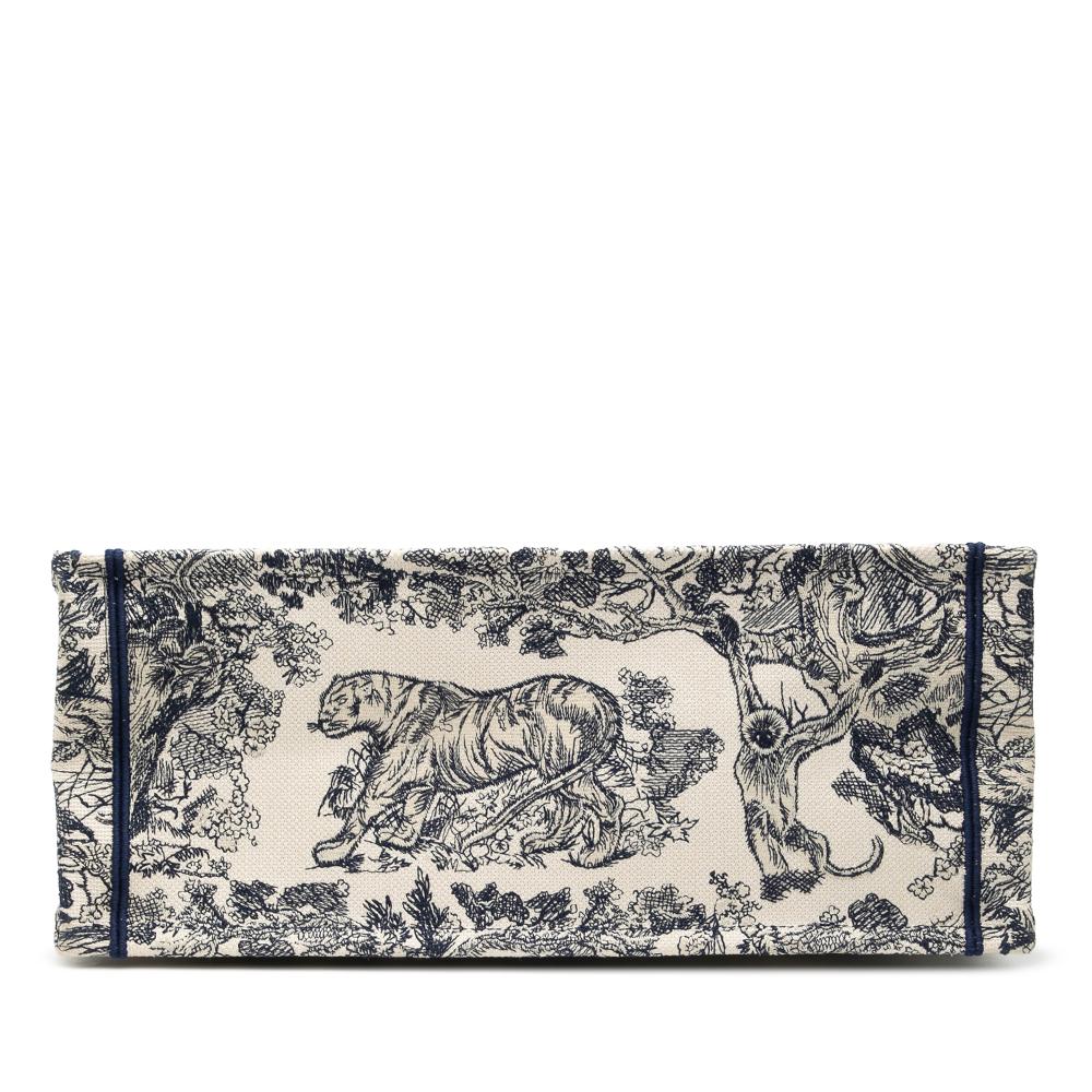 Christian Dior B Dior Blue Navy Canvas Fabric Large Embroidered Dioriviera Toile De Jouy Book Tote Italy