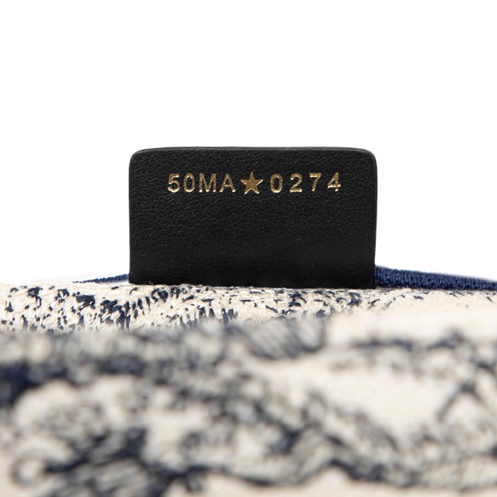 Christian Dior B Dior Blue Navy Canvas Fabric Large Embroidered Dioriviera Toile De Jouy Book Tote Italy