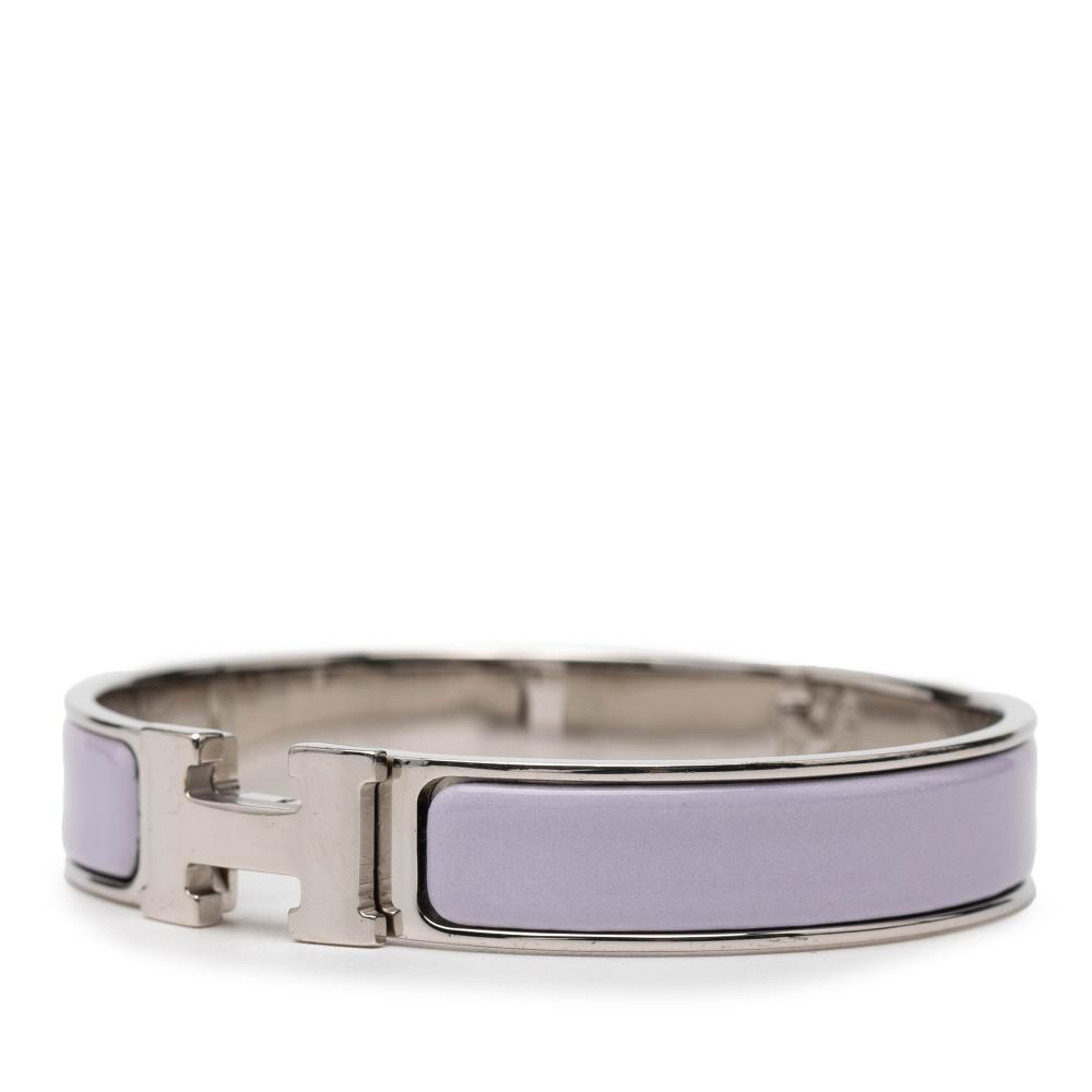 Hermès B Hermès Purple Light Purple with Silver Enamel Other Clic H Bracelet GM France