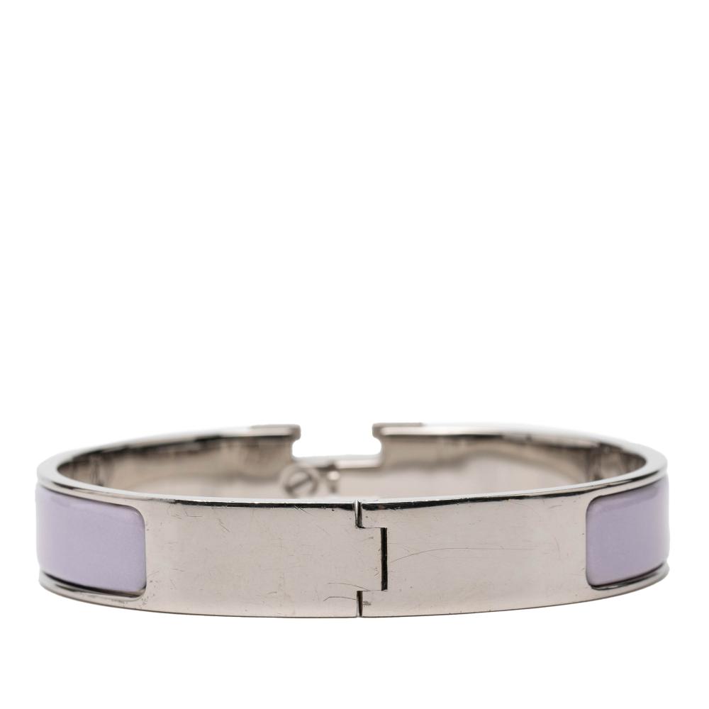 Hermès B Hermès Purple Light Purple with Silver Enamel Other Clic H Bracelet GM France