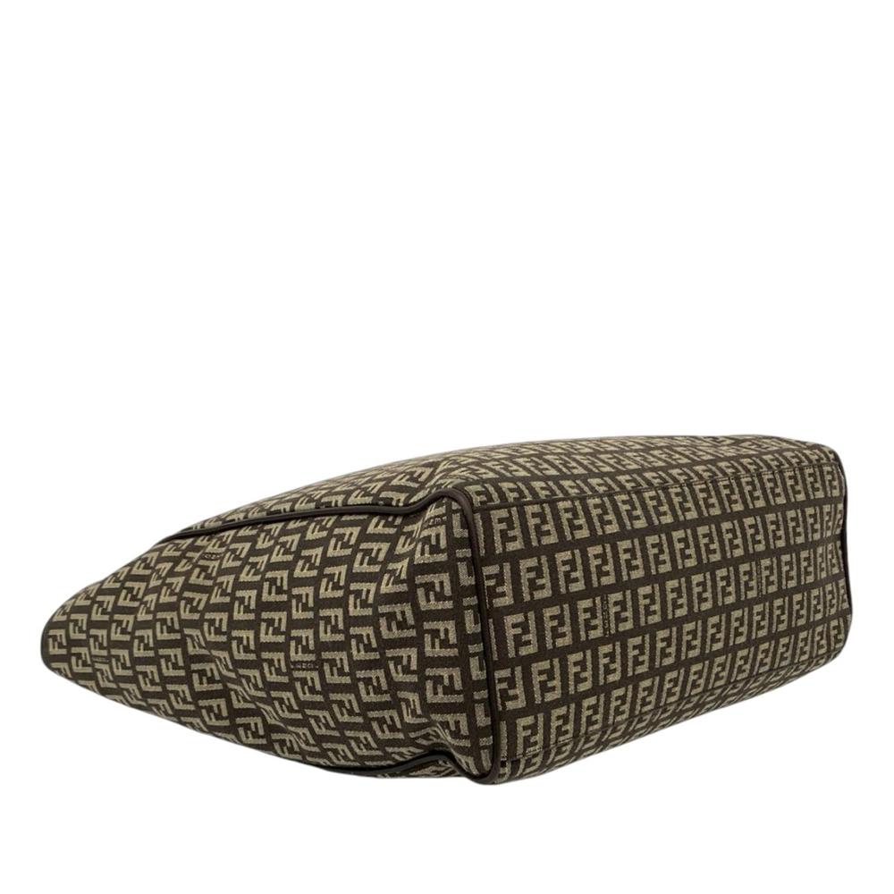 Fendi B Fendi Brown Dark Brown Canvas Fabric Zucchino Tote Italy