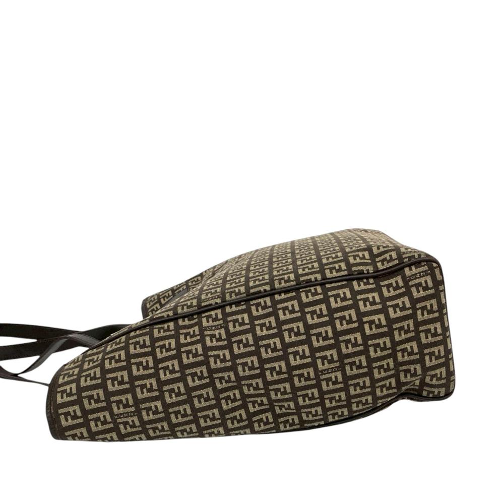 Fendi B Fendi Brown Dark Brown Canvas Fabric Zucchino Tote Italy