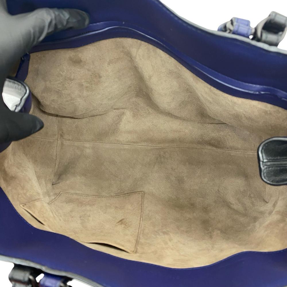 Bottega Veneta AB Bottega Veneta Black with Blue Nappa Leather Leather Intrecciato Trimmed Nappa Satchel Italy