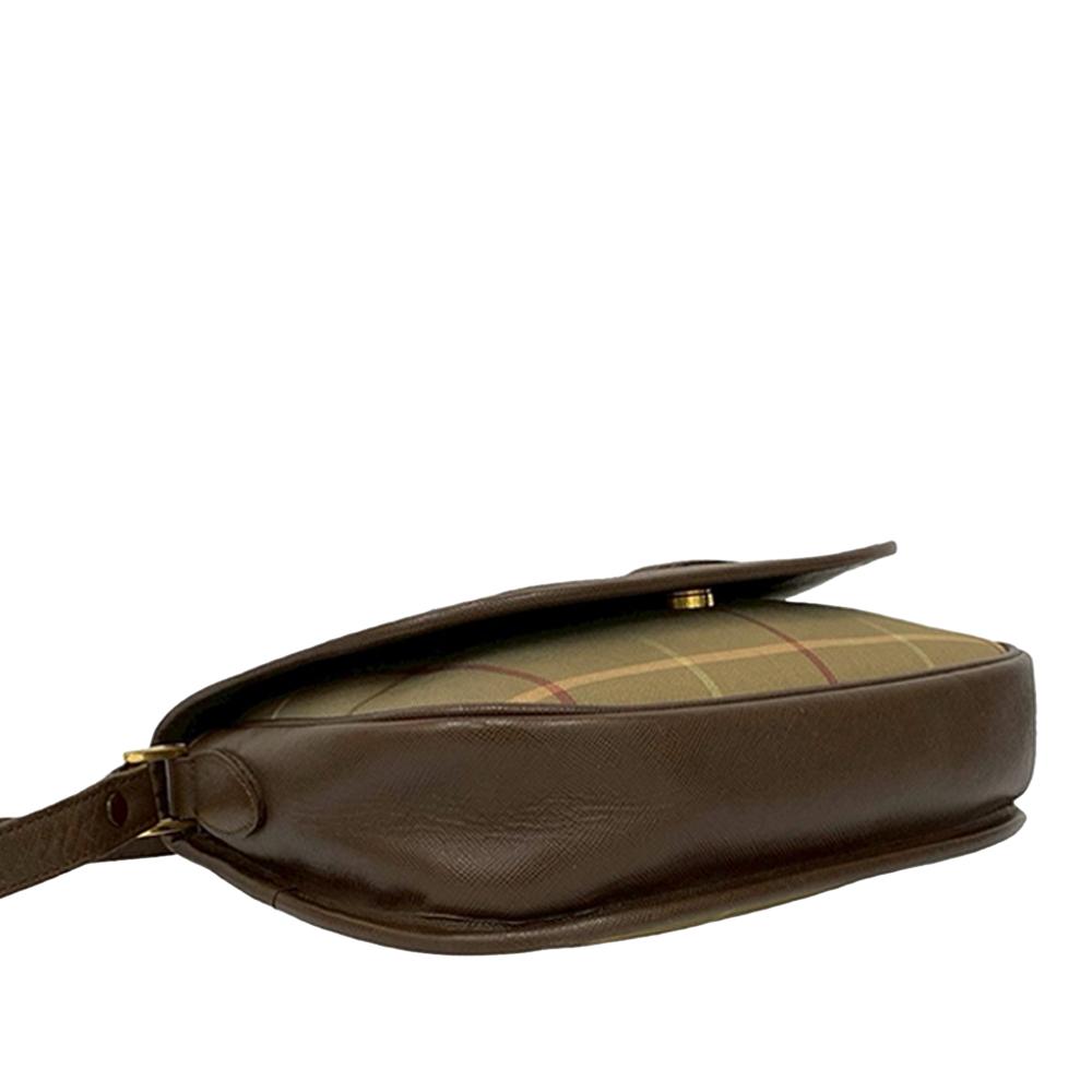 Burberry B Burberry Brown Light Brown Canvas Fabric Vintage Check Crossbody United Kingdom
