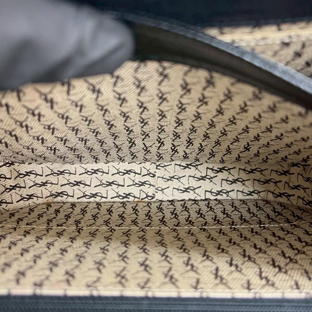 Saint Laurent AB Saint Laurent Black Calf Leather Lizard Embossed Monogram Crossbody France