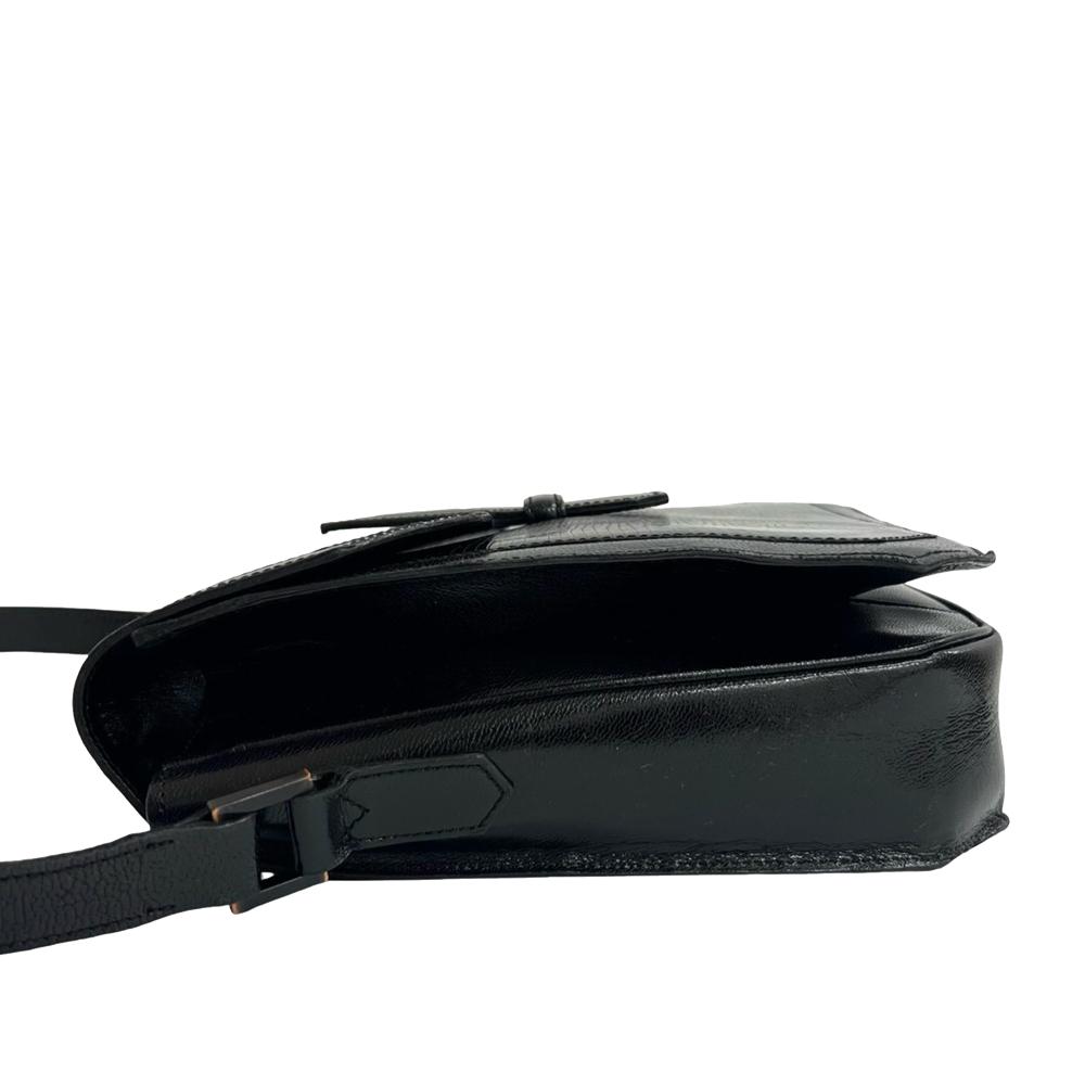 Saint Laurent AB Saint Laurent Black Calf Leather Lizard Embossed Monogram Crossbody France