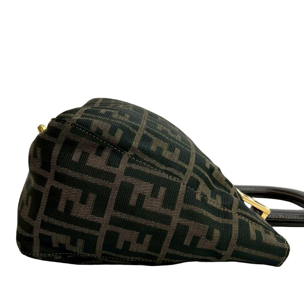 Fendi B Fendi Brown Canvas Fabric Small Zucca Twins Tote Italy
