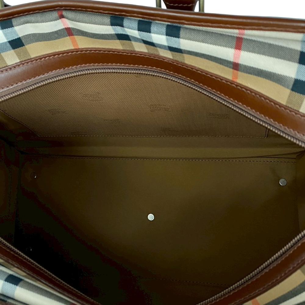 Burberry AB Burberry Brown Beige Canvas Fabric Haymarket Check Business Bag United Kingdom