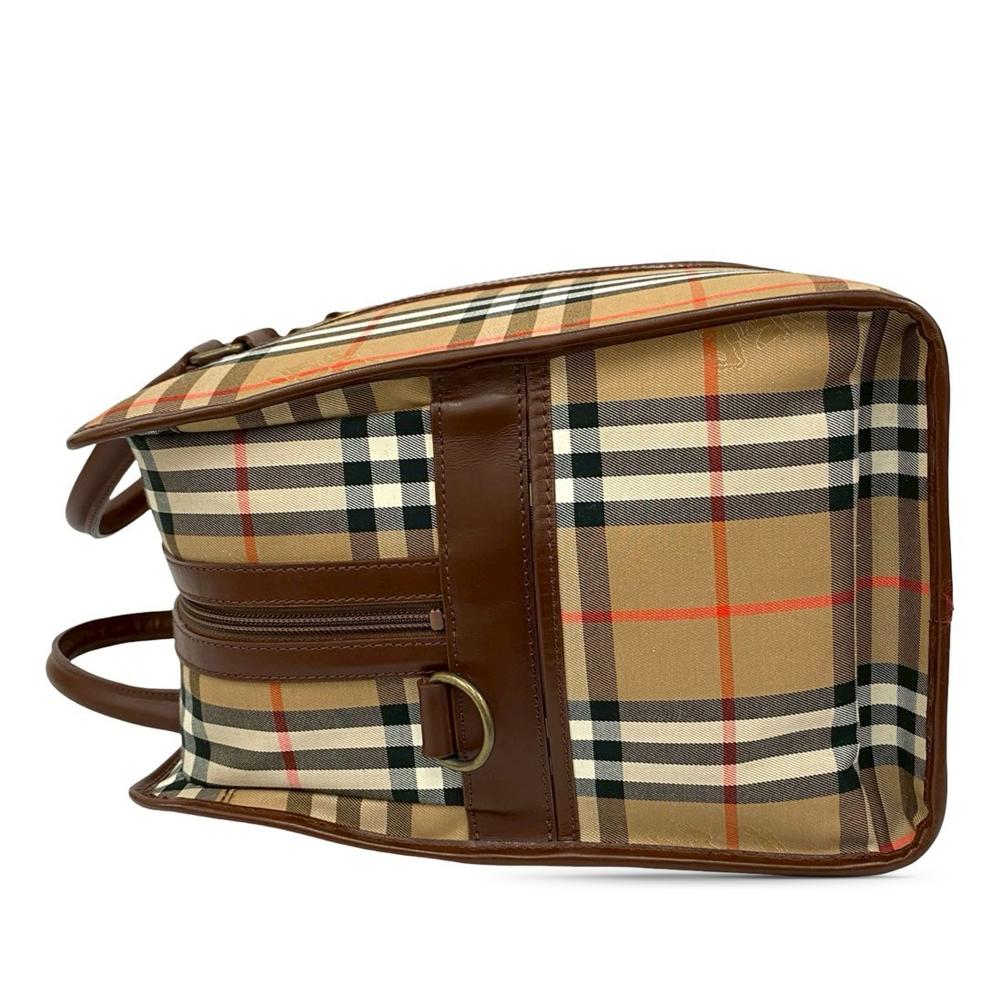 Burberry AB Burberry Brown Beige Canvas Fabric Haymarket Check Business Bag United Kingdom