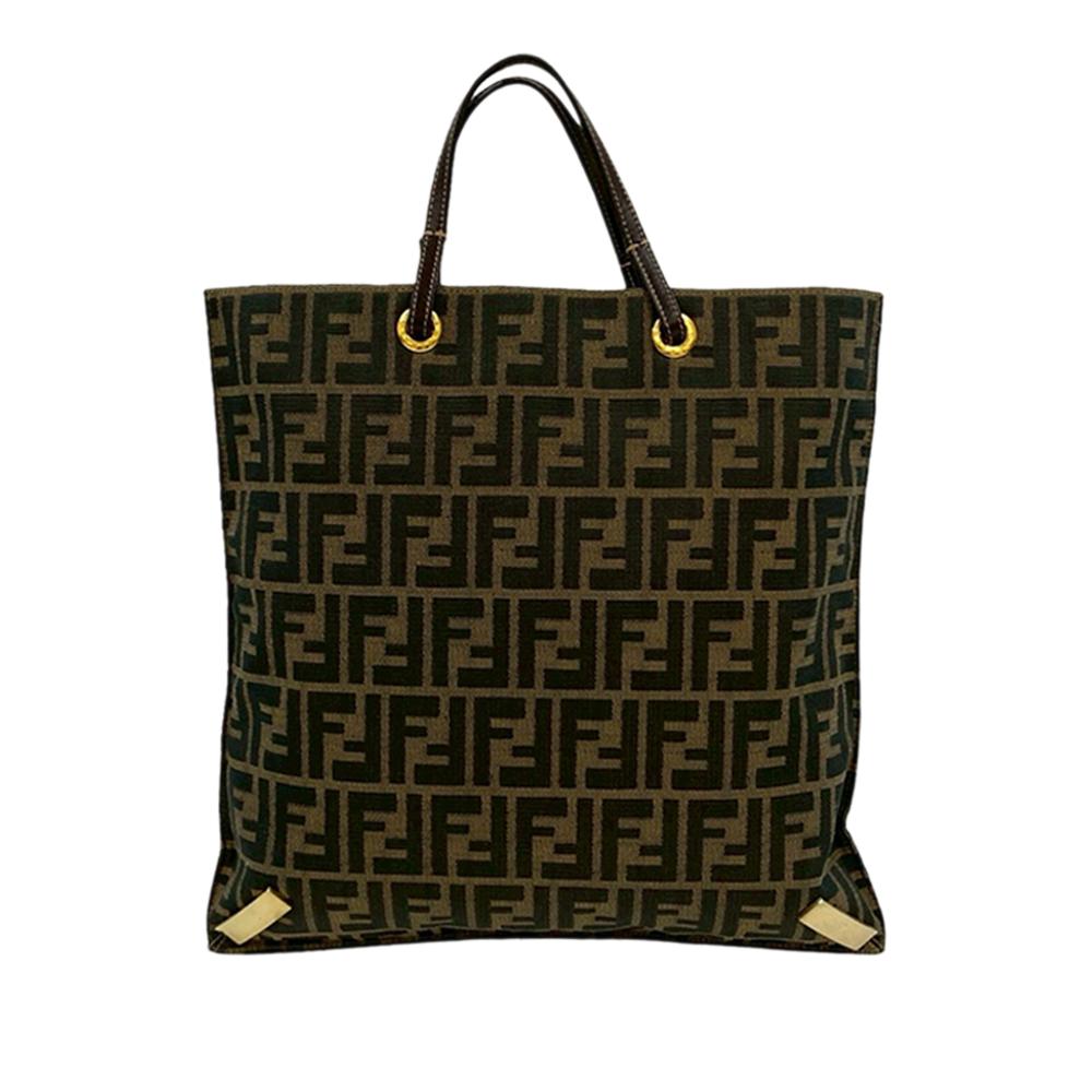 Fendi B Fendi Brown Canvas Fabric Zucca Tote Italy