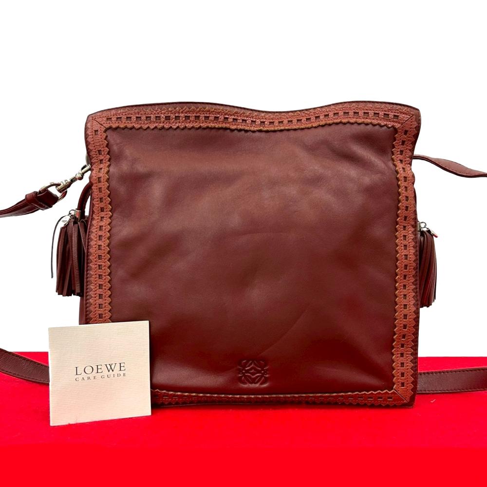 Loewe B LOEWE Red Brick Nappa Leather Leather Nappa Flamenco Tassel 30 Spain