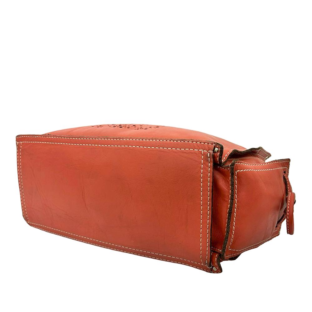 Loewe AB LOEWE Orange Dark Orange Calf Leather Perforated Anagram Tote Spain