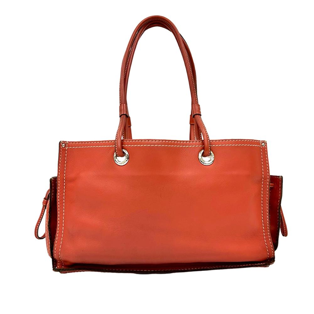 Loewe AB LOEWE Orange Dark Orange Calf Leather Perforated Anagram Tote Spain