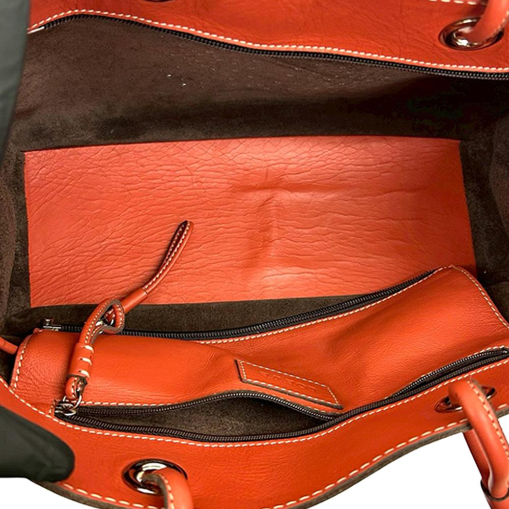 Loewe AB LOEWE Orange Dark Orange Calf Leather Perforated Anagram Tote Spain