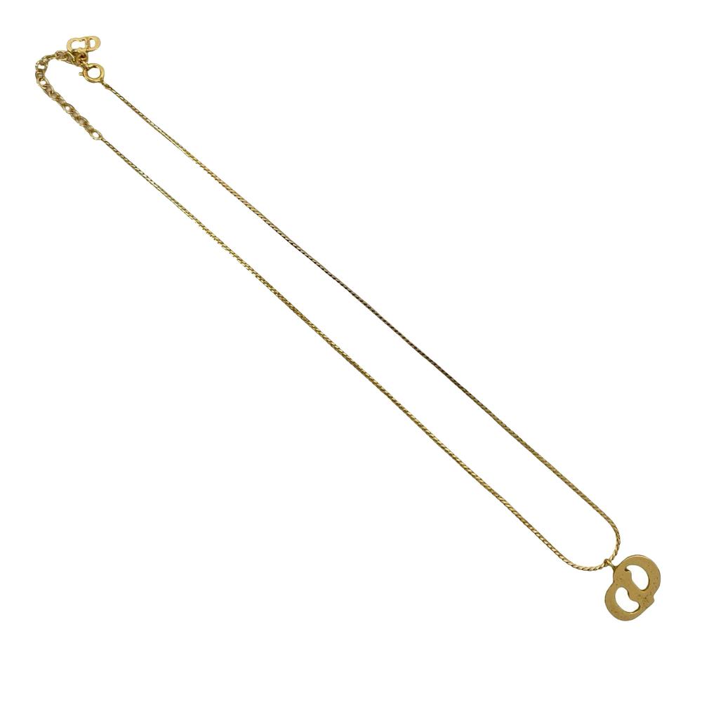 Christian Dior AB Dior Gold Gold Plated Metal CD Logo Pendant Necklace France