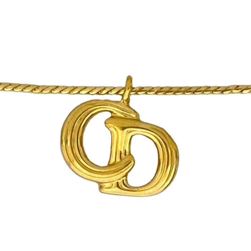 Christian Dior AB Dior Gold Gold Plated Metal CD Logo Pendant Necklace France